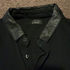 Zara leather collar polo